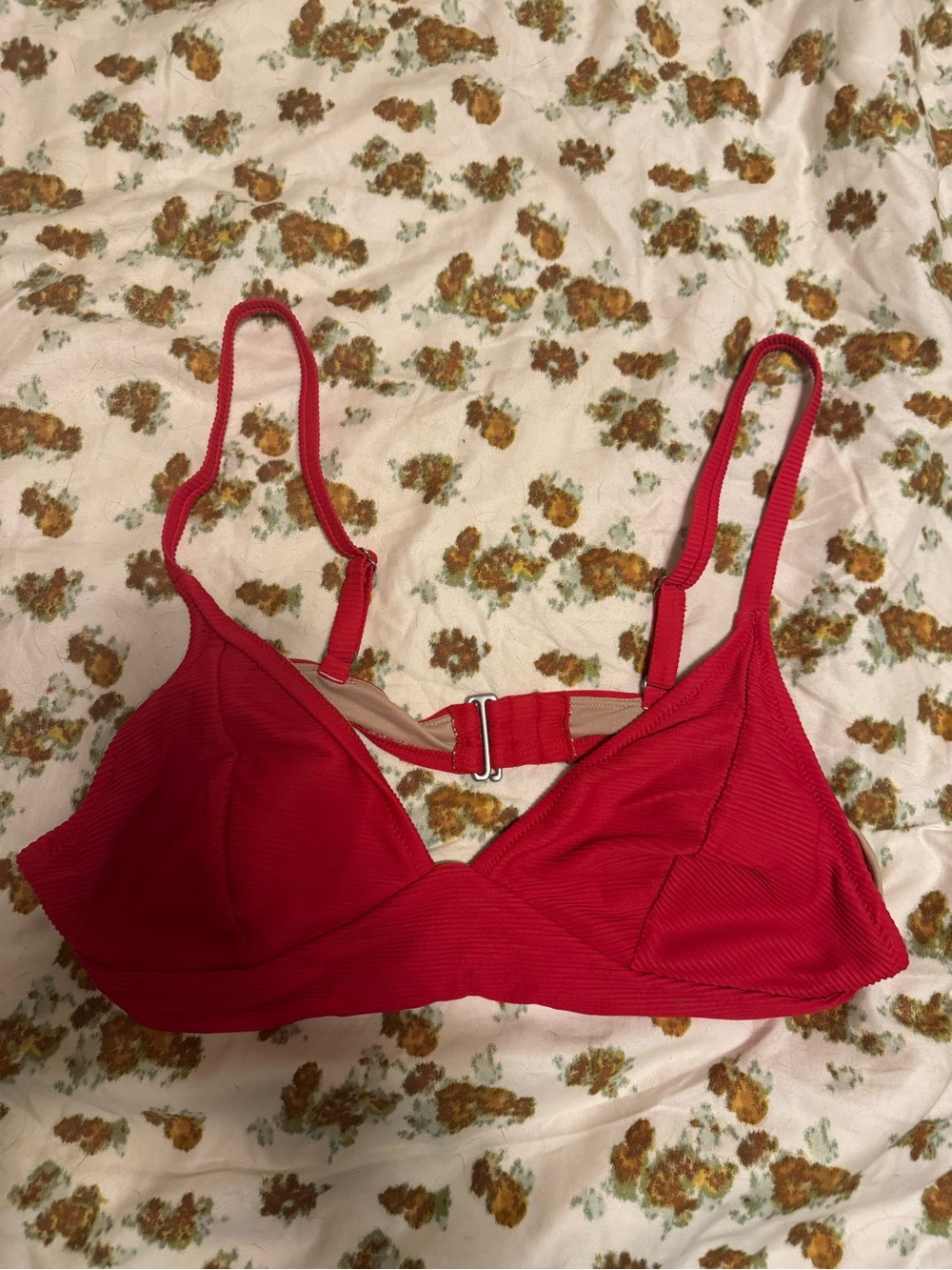 Old Navy Red Ribbed Triangle Swim Top